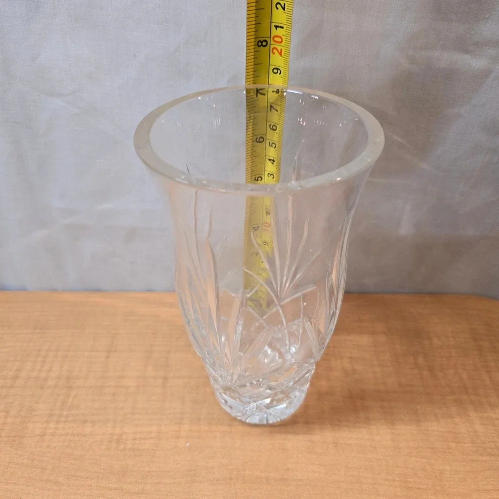 Heavy Decorative Clear Crystal Cut Glass Flared‎ Vase 7